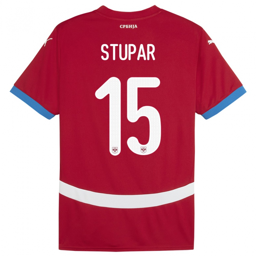 Damen Serbien Zivana Stupar #15 Rot Heimtrikot Trikot 24-26 T-Shirt
