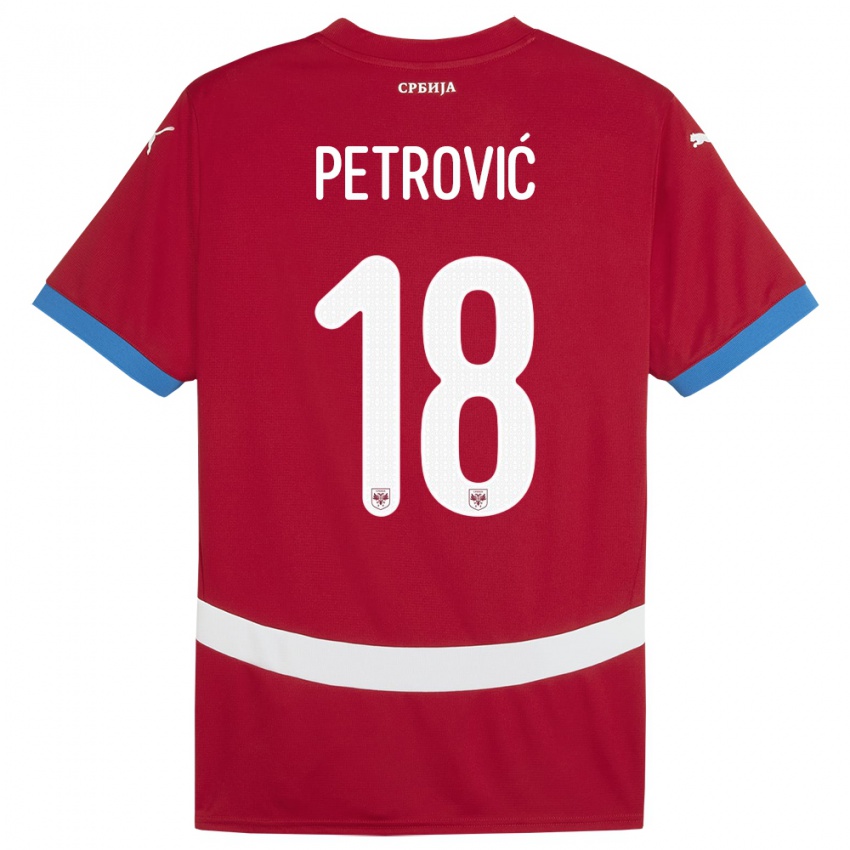 Damen Serbien Emilija Petrovic #18 Rot Heimtrikot Trikot 24-26 T-Shirt