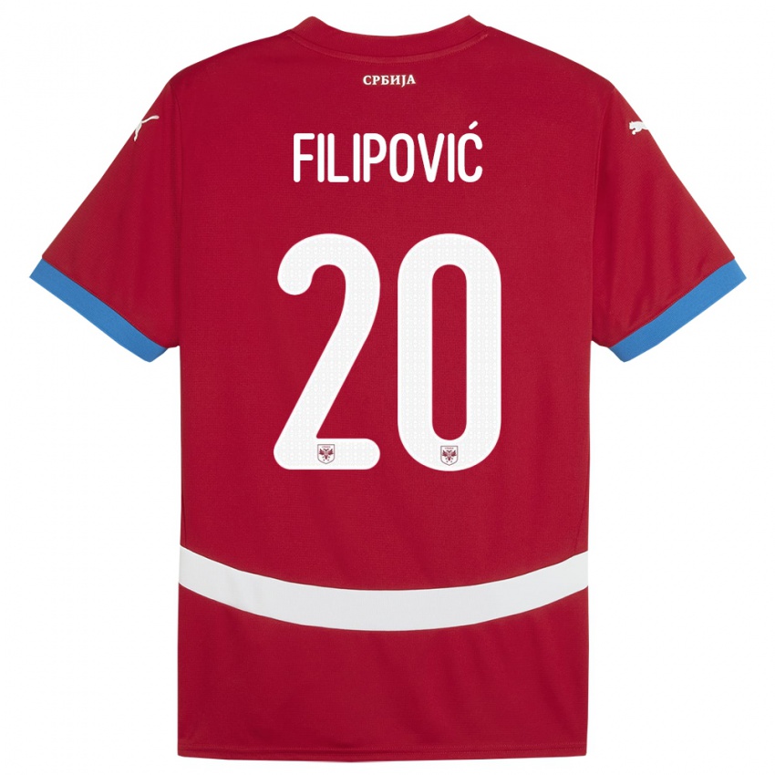 Damen Serbien Tijana Filipovic #20 Rot Heimtrikot Trikot 24-26 T-Shirt