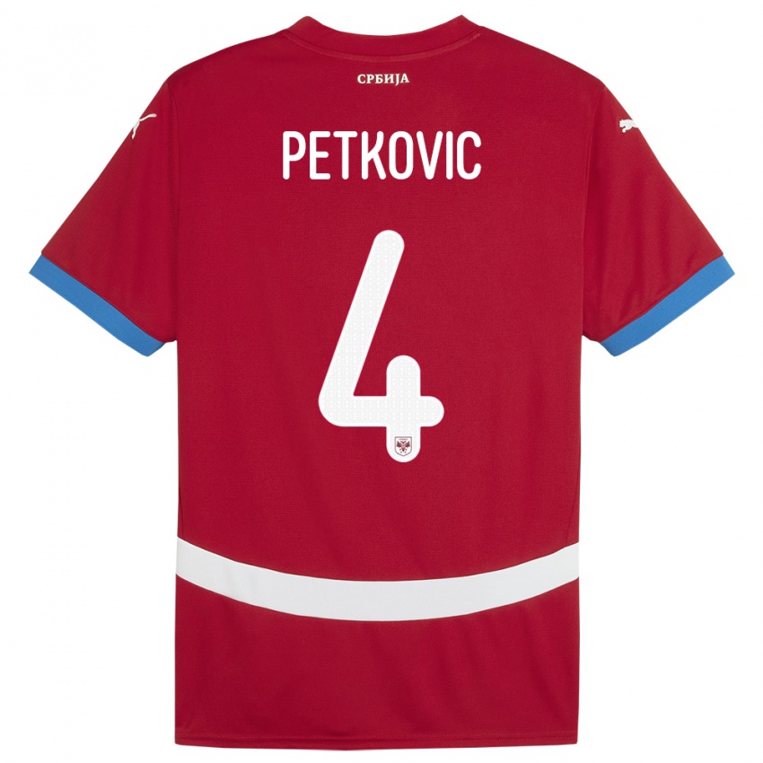 Damen Serbien Nikola Petkovic #4 Rot Heimtrikot Trikot 24-26 T-Shirt