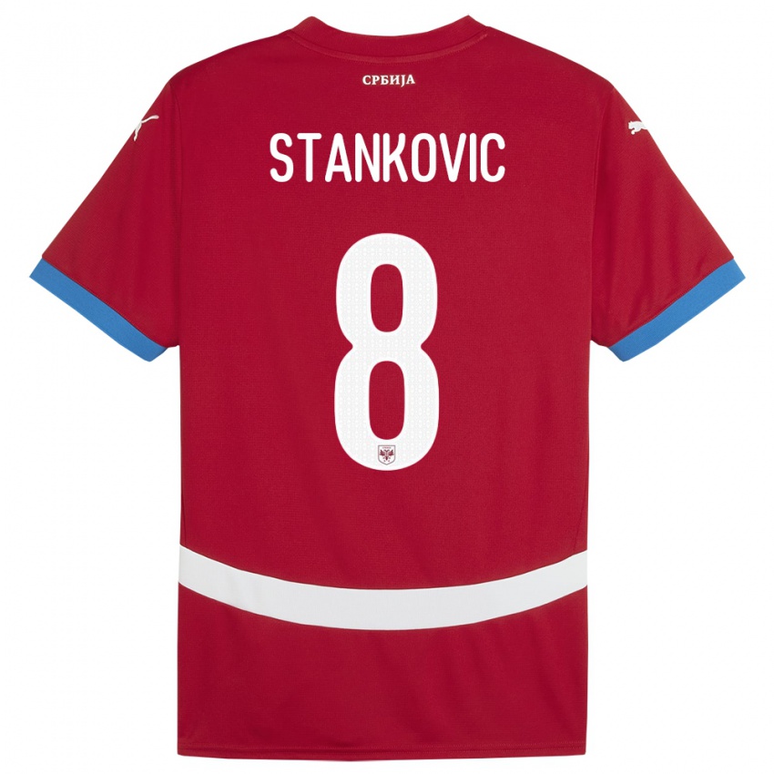 Damen Serbien Nikola Stankovic #8 Rot Heimtrikot Trikot 24-26 T-Shirt