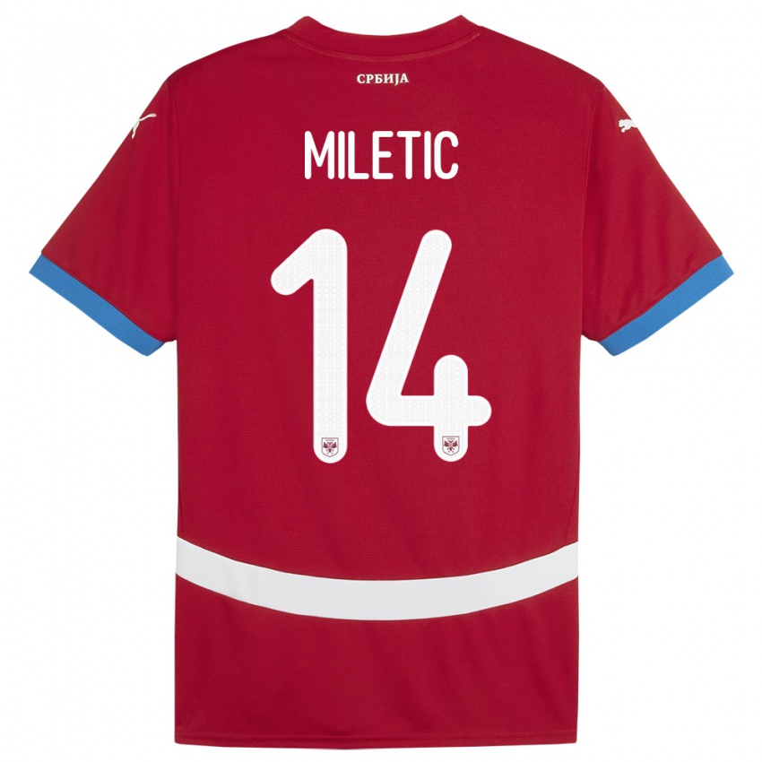 Damen Serbien Vladimir Miletic #14 Rot Heimtrikot Trikot 24-26 T-Shirt