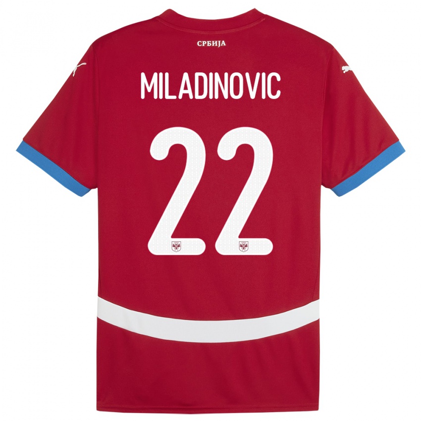 Damen Serbien Igor Miladinovic #22 Rot Heimtrikot Trikot 24-26 T-Shirt