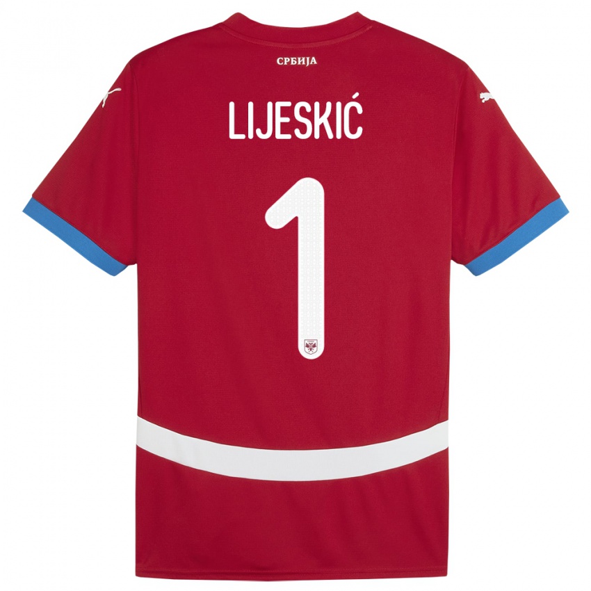 Damen Serbien Luka Lijeskic #1 Rot Heimtrikot Trikot 24-26 T-Shirt
