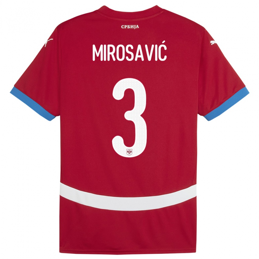 Damen Serbien Veljko Mirosavic #3 Rot Heimtrikot Trikot 24-26 T-Shirt