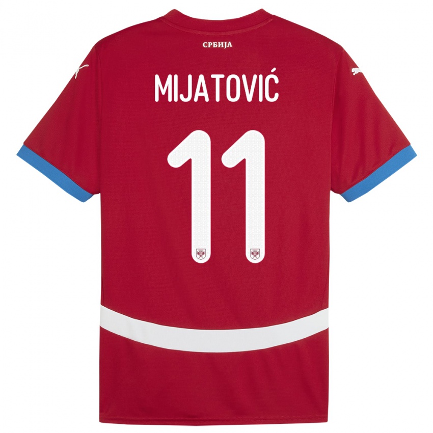 Damen Serbien Jovan Mijatovic #11 Rot Heimtrikot Trikot 24-26 T-Shirt
