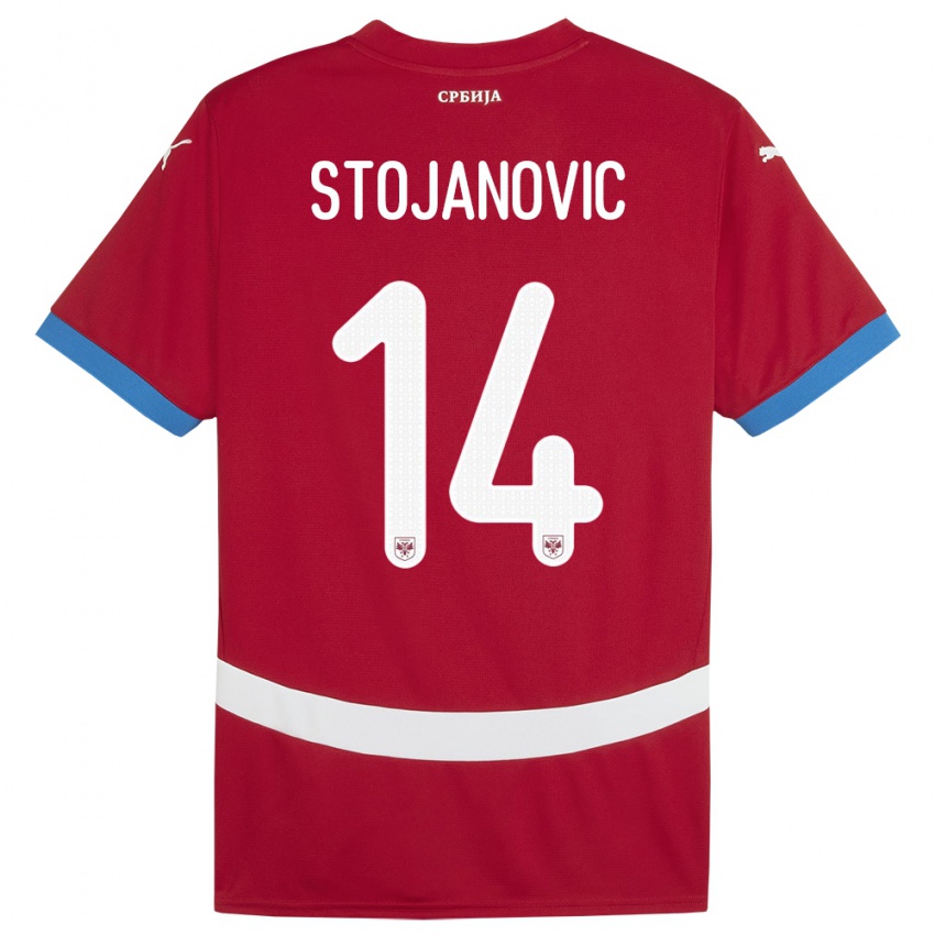 Damen Serbien Matija Stojanovic #14 Rot Heimtrikot Trikot 24-26 T-Shirt