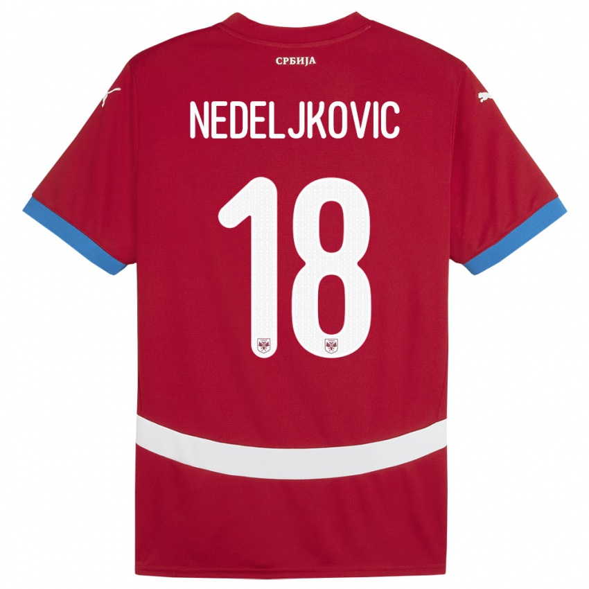 Damen Serbien Kosta Nedeljkovic #18 Rot Heimtrikot Trikot 24-26 T-Shirt