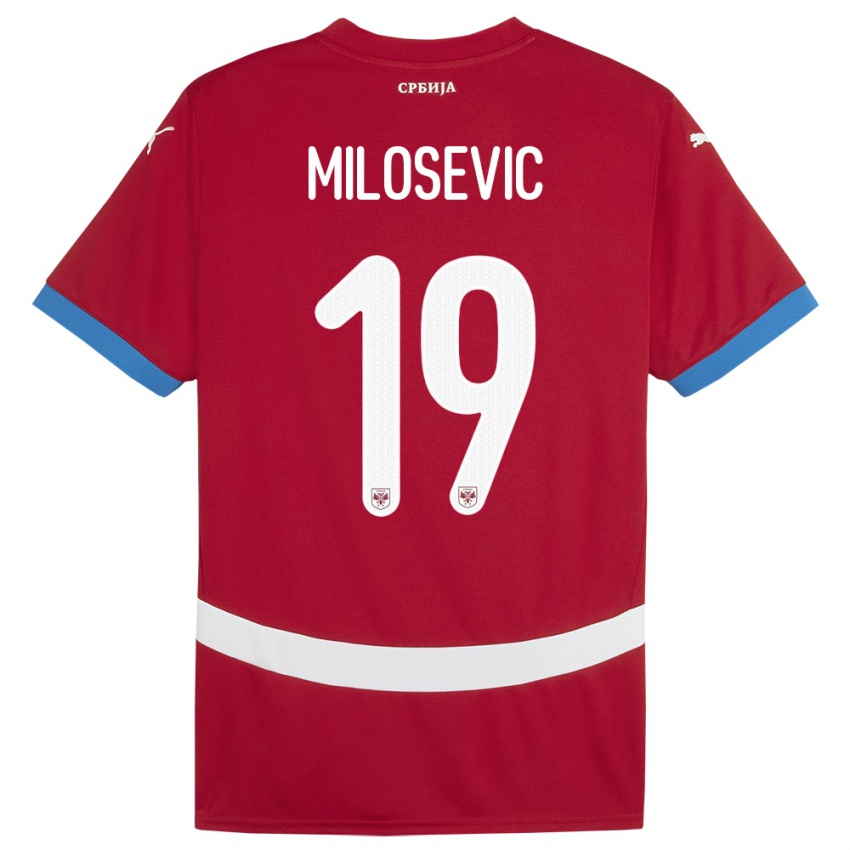 Damen Serbien Jovan Milosevic #19 Rot Heimtrikot Trikot 24-26 T-Shirt