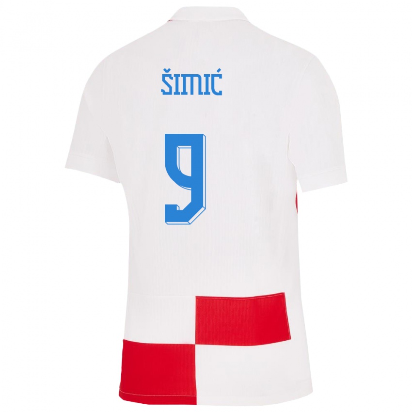 Damen Kroatien Roko Simic #9 Weiß Rot Heimtrikot Trikot 24-26 T-Shirt