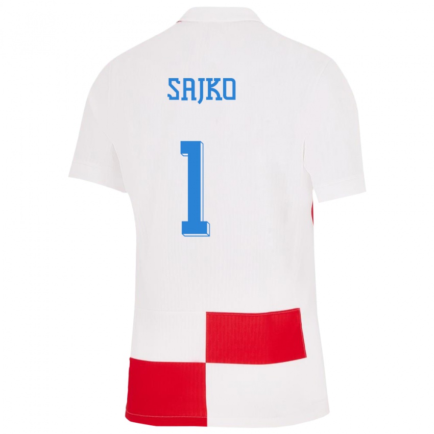 Damen Kroatien Tin Sajko #1 Weiß Rot Heimtrikot Trikot 24-26 T-Shirt