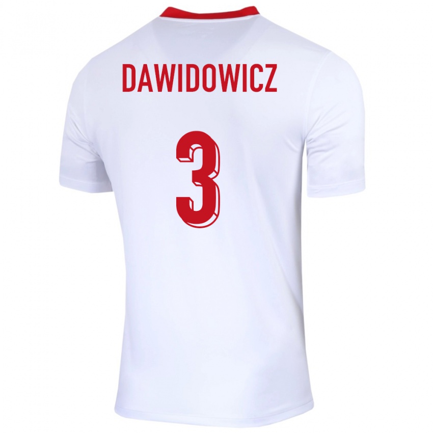Damen Polen Pawel Dawidowicz #3 Weiß Heimtrikot Trikot 24-26 T-Shirt