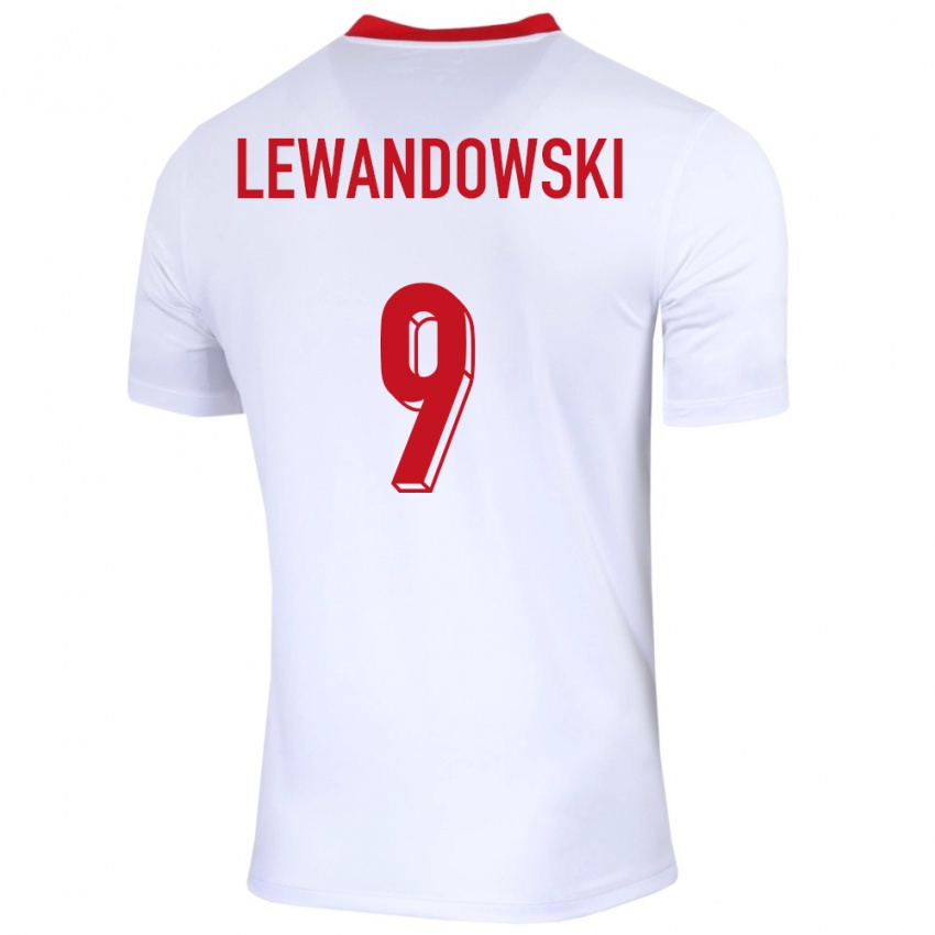 Damen Polen Robert Lewandowski #9 Weiß Heimtrikot Trikot 24-26 T-Shirt