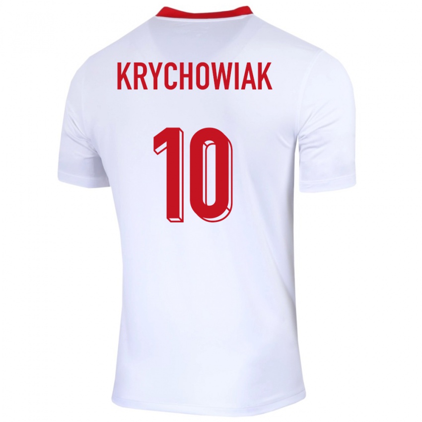 Damen Polen Grzegorz Krychowiak #10 Weiß Heimtrikot Trikot 24-26 T-Shirt