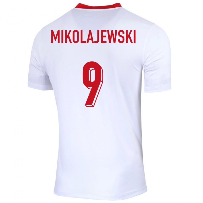 Damen Polen Daniel Mikolajewski #9 Weiß Heimtrikot Trikot 24-26 T-Shirt