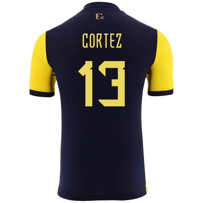 Damen Ecuador Steven Cortez #13 Gelb Heimtrikot Trikot 24-26 T-Shirt