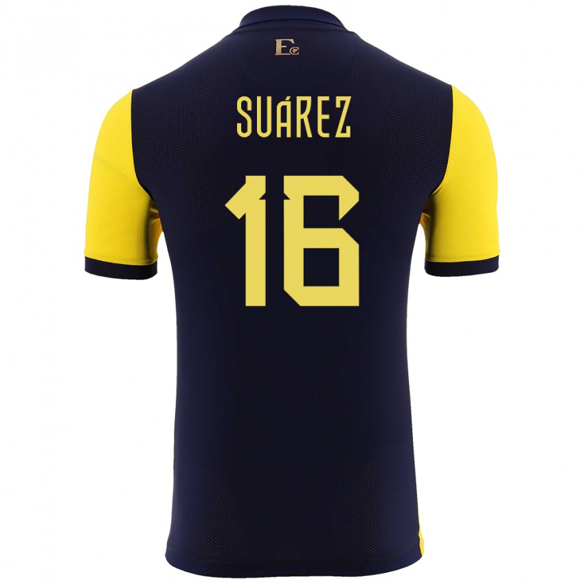 Damen Ecuador Ariel Suarez #16 Gelb Heimtrikot Trikot 24-26 T-Shirt