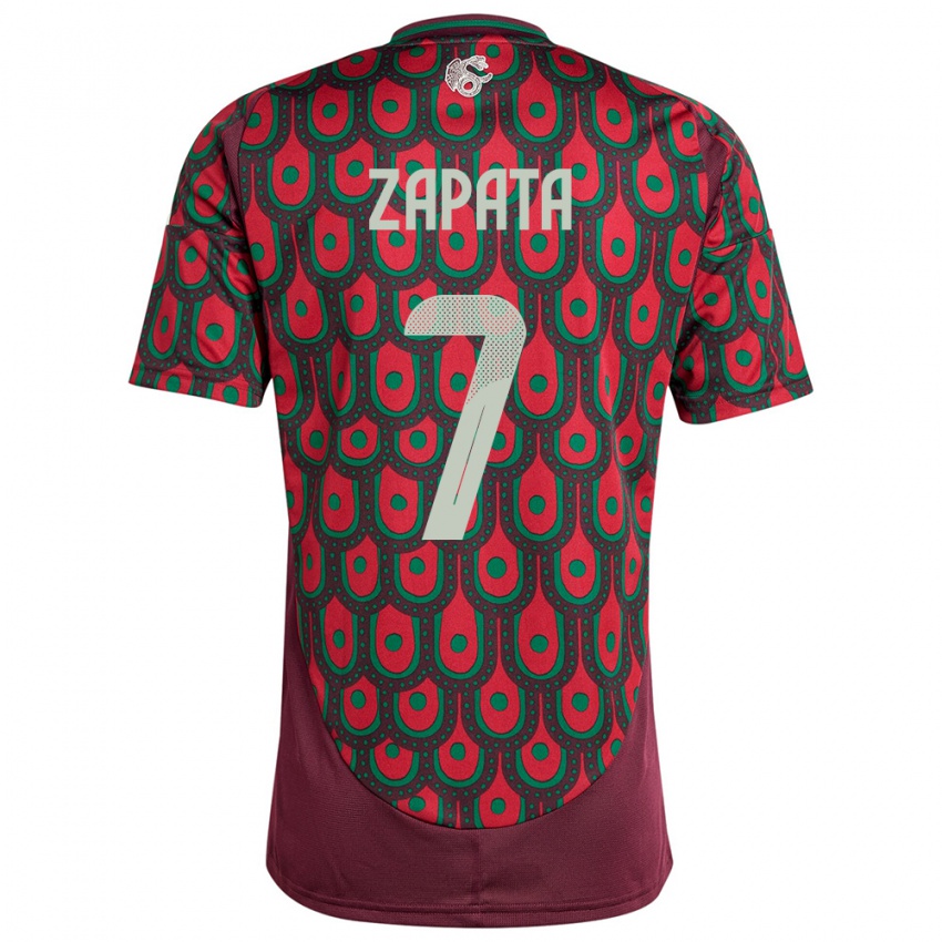 Damen Mexiko Angel Zapata #7 Kastanienbraun Heimtrikot Trikot 24-26 T-Shirt