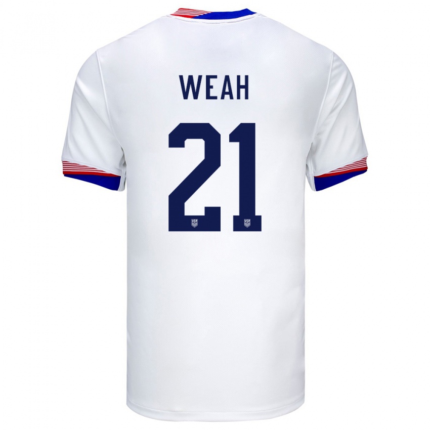 Damen Vereinigte Staaten Timothy Weah #21 Weiß Heimtrikot Trikot 24-26 T-Shirt
