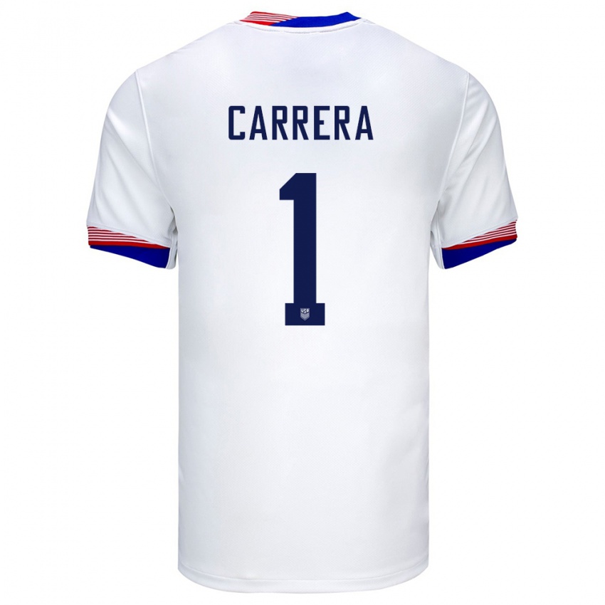 Damen Vereinigte Staaten Antonio Carrera #1 Weiß Heimtrikot Trikot 24-26 T-Shirt