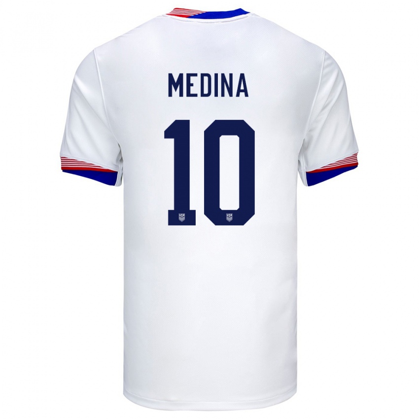 Damen Vereinigte Staaten Cruz Medina #10 Weiß Heimtrikot Trikot 24-26 T-Shirt