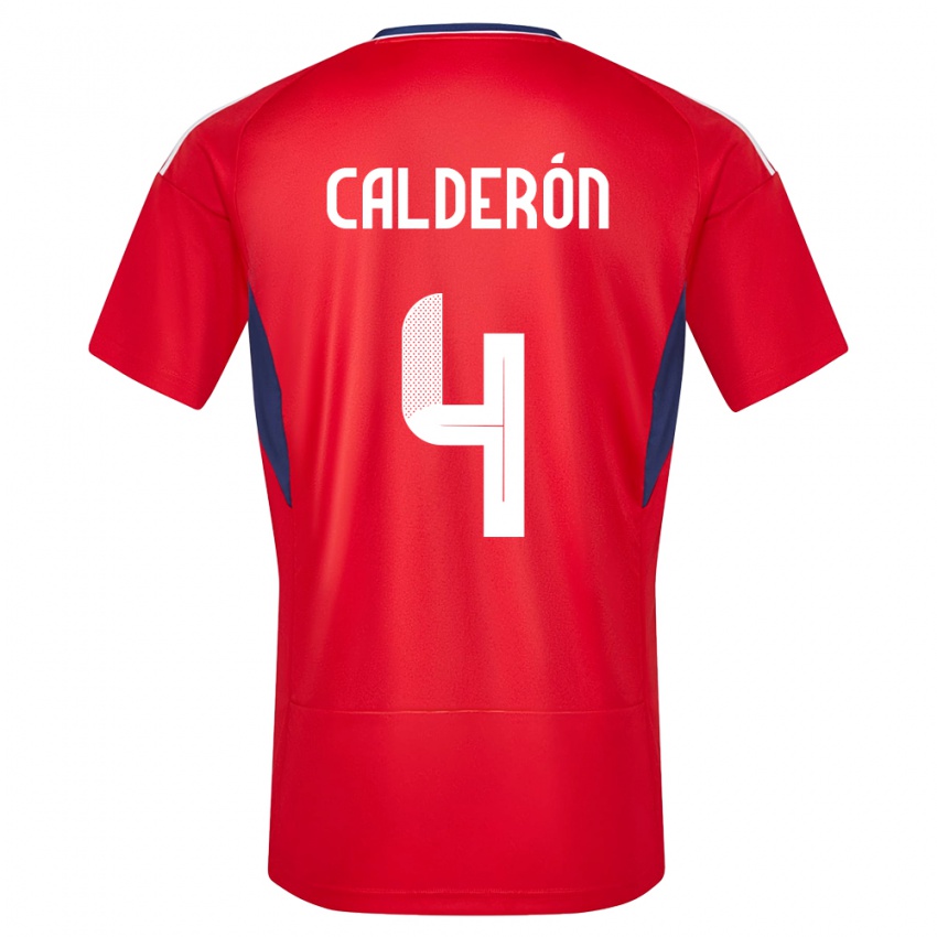 Damen Costa Rica Brandon Calderon #4 Rot Heimtrikot Trikot 24-26 T-Shirt