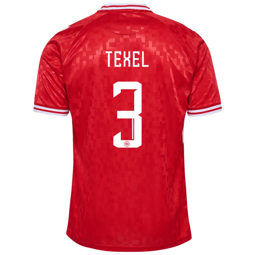 Damen Dänemark Pontus Texel #3 Rot Heimtrikot Trikot 24-26 T-Shirt
