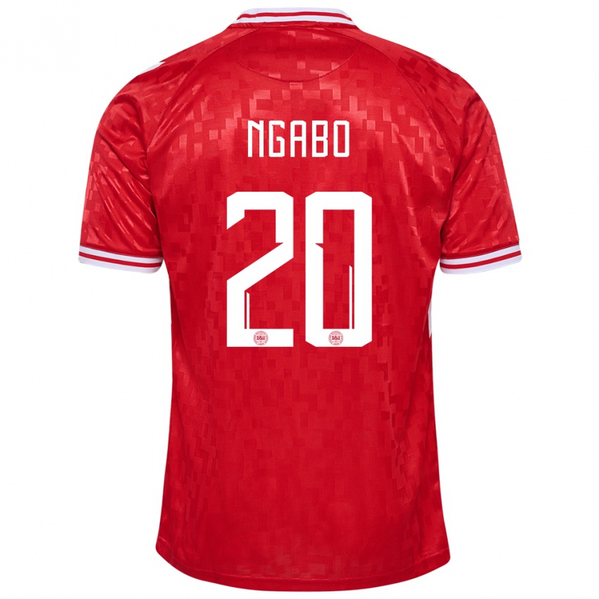 Damen Dänemark Sanders Ngabo #20 Rot Heimtrikot Trikot 24-26 T-Shirt