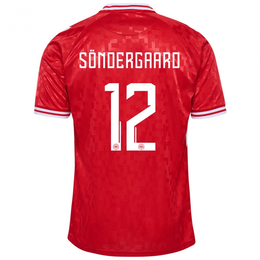 Damen Dänemark Philip Söndergaard #12 Rot Heimtrikot Trikot 24-26 T-Shirt