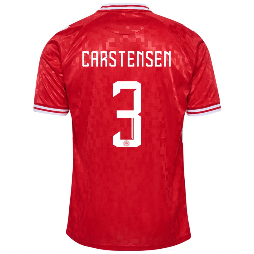 Damen Dänemark Rasmus Carstensen #3 Rot Heimtrikot Trikot 24-26 T-Shirt