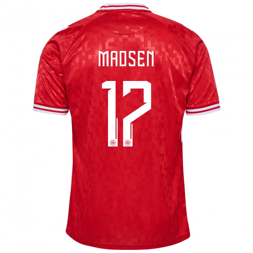 Damen Dänemark Nicolas Madsen #17 Rot Heimtrikot Trikot 24-26 T-Shirt