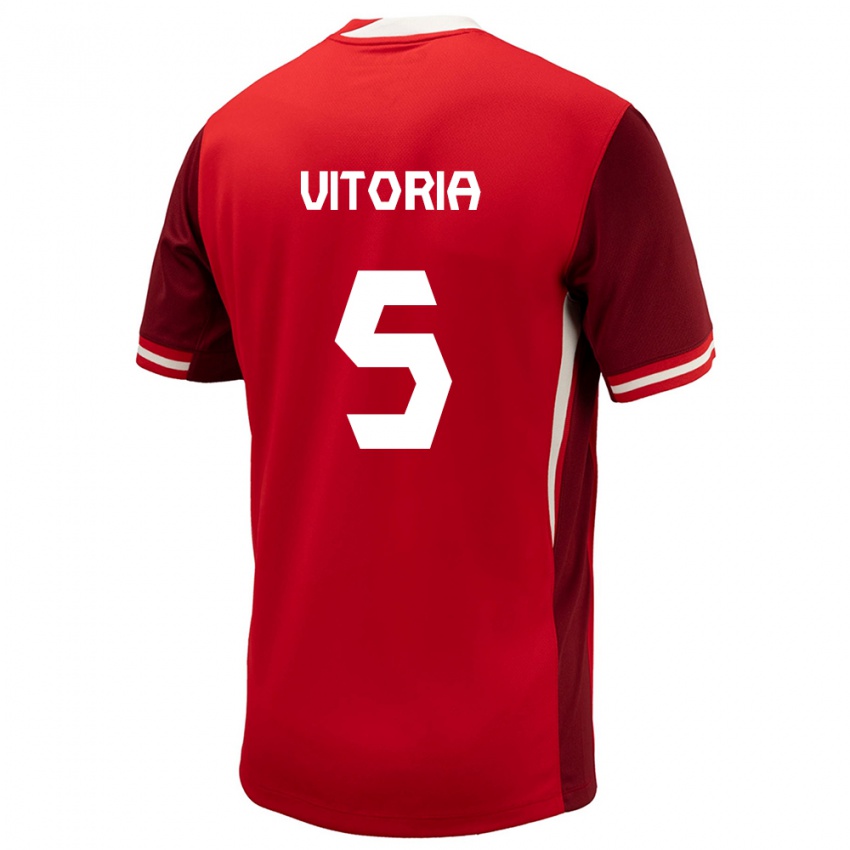Damen Kanada Steven Vitoria #5 Rot Heimtrikot Trikot 24-26 T-Shirt