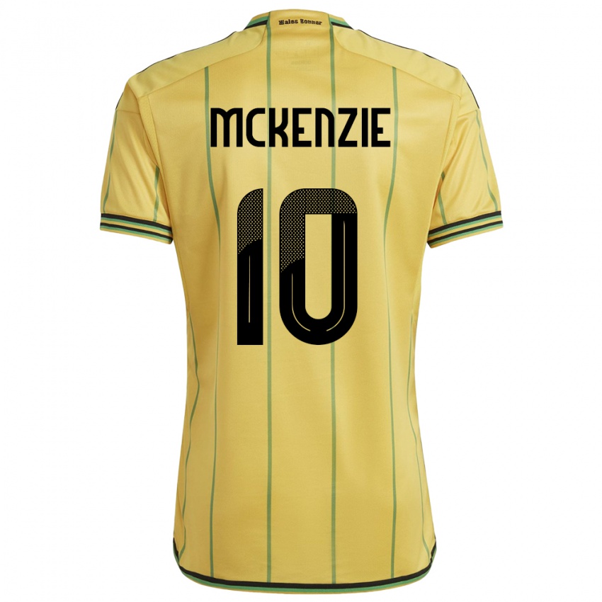 Damen Jamaika Denzel Mckenzie #10 Gelb Heimtrikot Trikot 24-26 T-Shirt