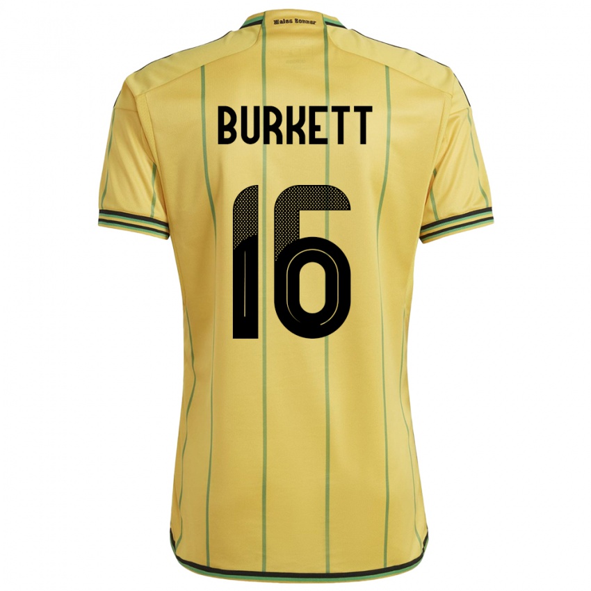 Damen Jamaika Brian Burkett #16 Gelb Heimtrikot Trikot 24-26 T-Shirt