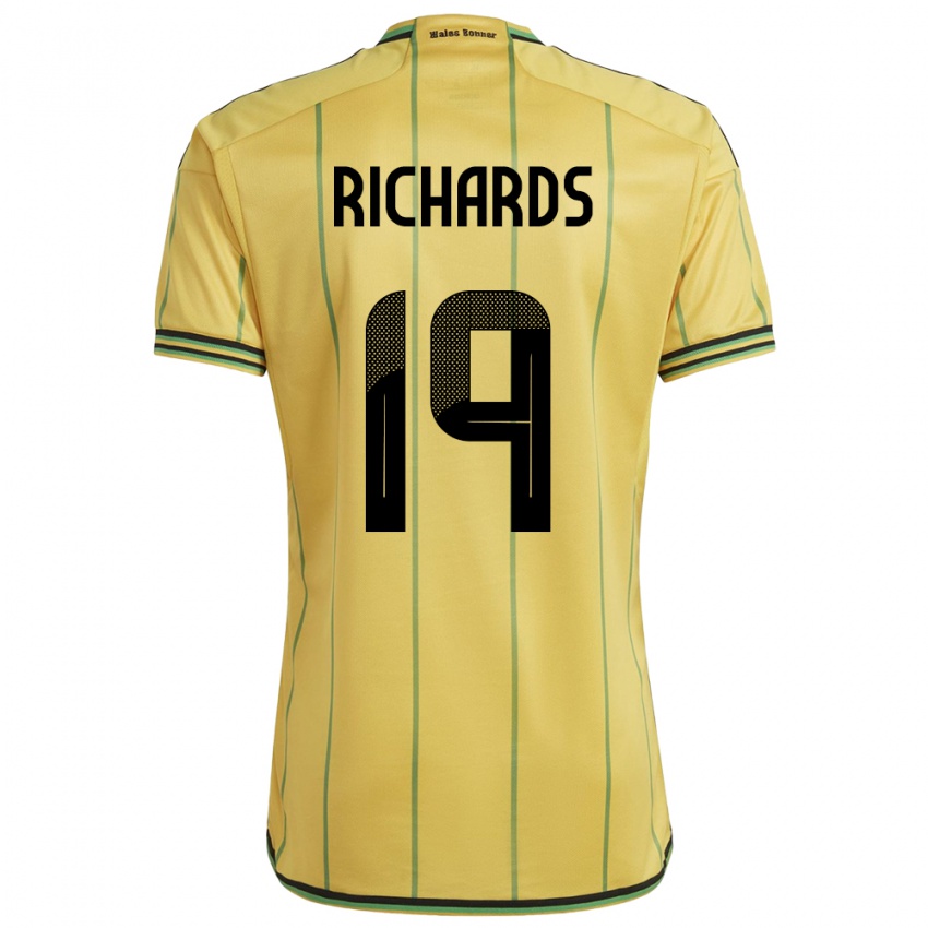 Damen Jamaika Davia Richards #19 Gelb Heimtrikot Trikot 24-26 T-Shirt