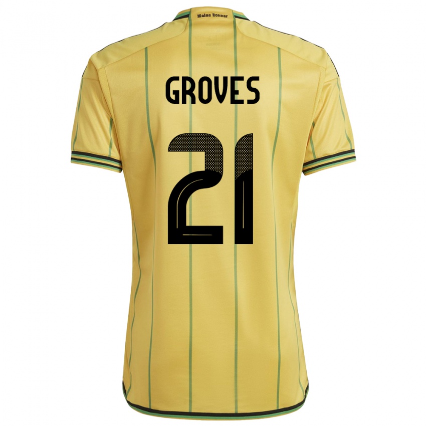 Damen Jamaika Isreala Groves #21 Gelb Heimtrikot Trikot 24-26 T-Shirt