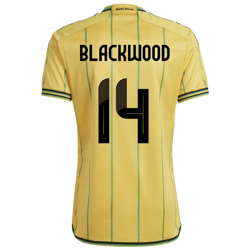 Damen Jamaika Deneisha Blackwood #14 Gelb Heimtrikot Trikot 24-26 T-Shirt