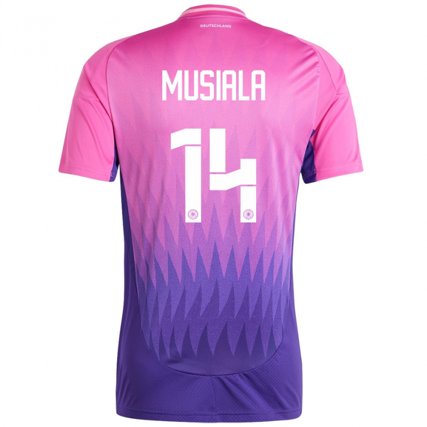 Damen Deutschland Jamal Musiala #14 Pink Lila Auswärtstrikot Trikot 24-26 T-Shirt
