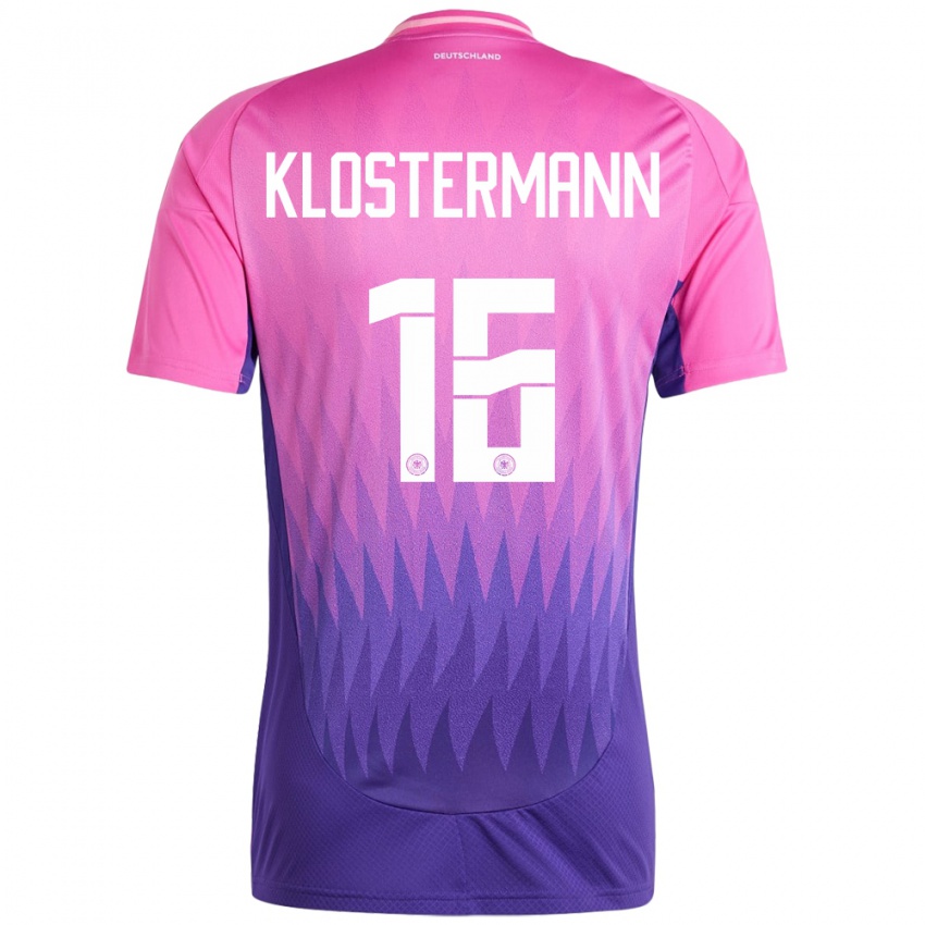 Damen Deutschland Lukas Klostermann #16 Pink Lila Auswärtstrikot Trikot 24-26 T-Shirt