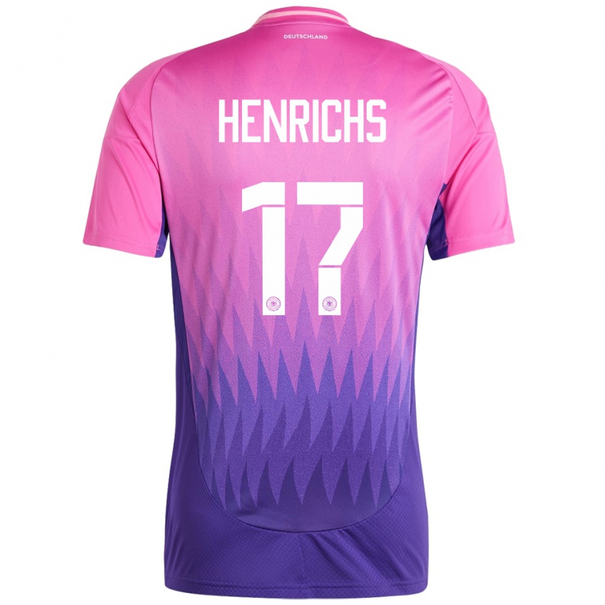 Damen Deutschland Benjamin Henrichs #17 Pink Lila Auswärtstrikot Trikot 24-26 T-Shirt