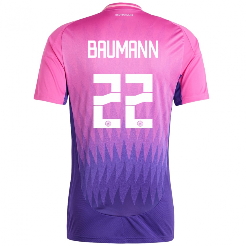 Damen Deutschland Oliver Baumann #22 Pink Lila Auswärtstrikot Trikot 24-26 T-Shirt