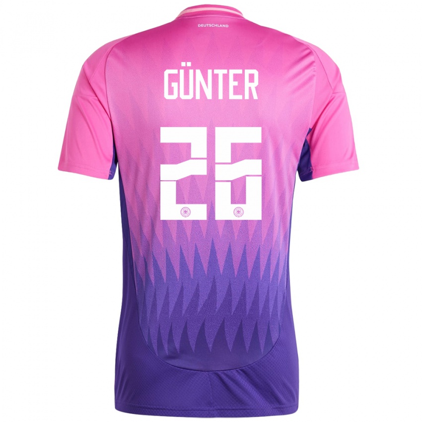 Damen Deutschland Christian Günter #26 Pink Lila Auswärtstrikot Trikot 24-26 T-Shirt