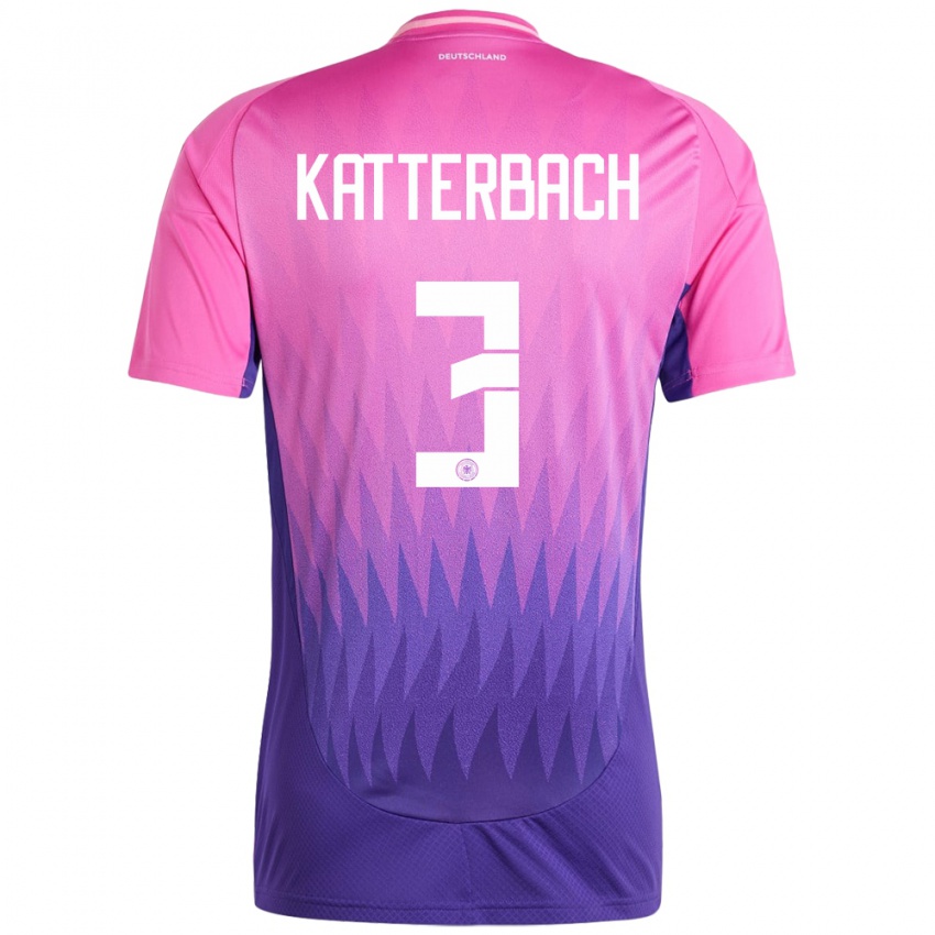 Damen Deutschland Noah Katterbach #3 Pink Lila Auswärtstrikot Trikot 24-26 T-Shirt