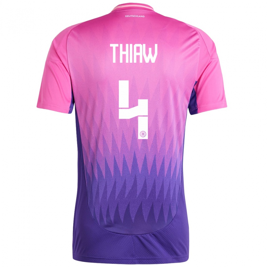 Damen Deutschland Malick Thiaw #4 Pink Lila Auswärtstrikot Trikot 24-26 T-Shirt