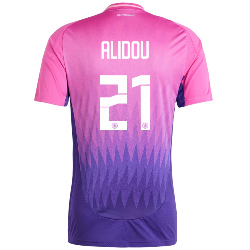 Damen Deutschland Faride Alidou #21 Pink Lila Auswärtstrikot Trikot 24-26 T-Shirt