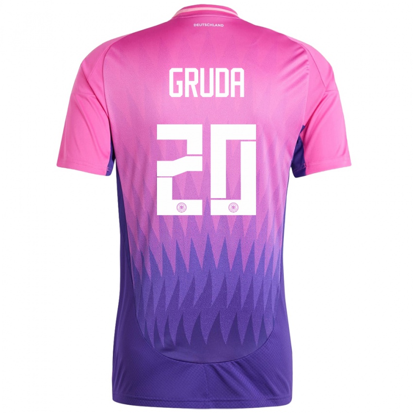 Damen Deutschland Brajan Gruda #20 Pink Lila Auswärtstrikot Trikot 24-26 T-Shirt
