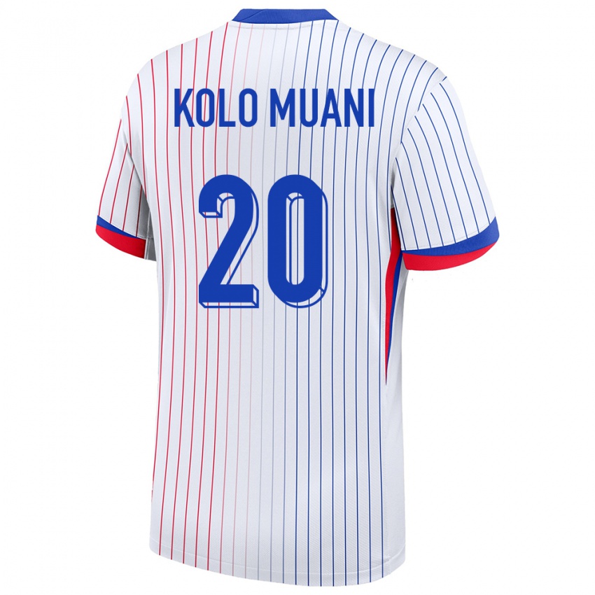Damen Frankreich Randal Kolo Muani #20 Weiß Auswärtstrikot Trikot 24-26 T-Shirt