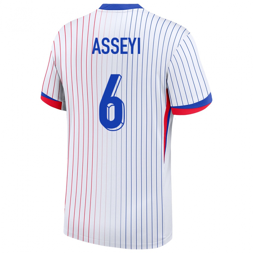 Damen Frankreich Viviane Asseyi #6 Weiß Auswärtstrikot Trikot 24-26 T-Shirt