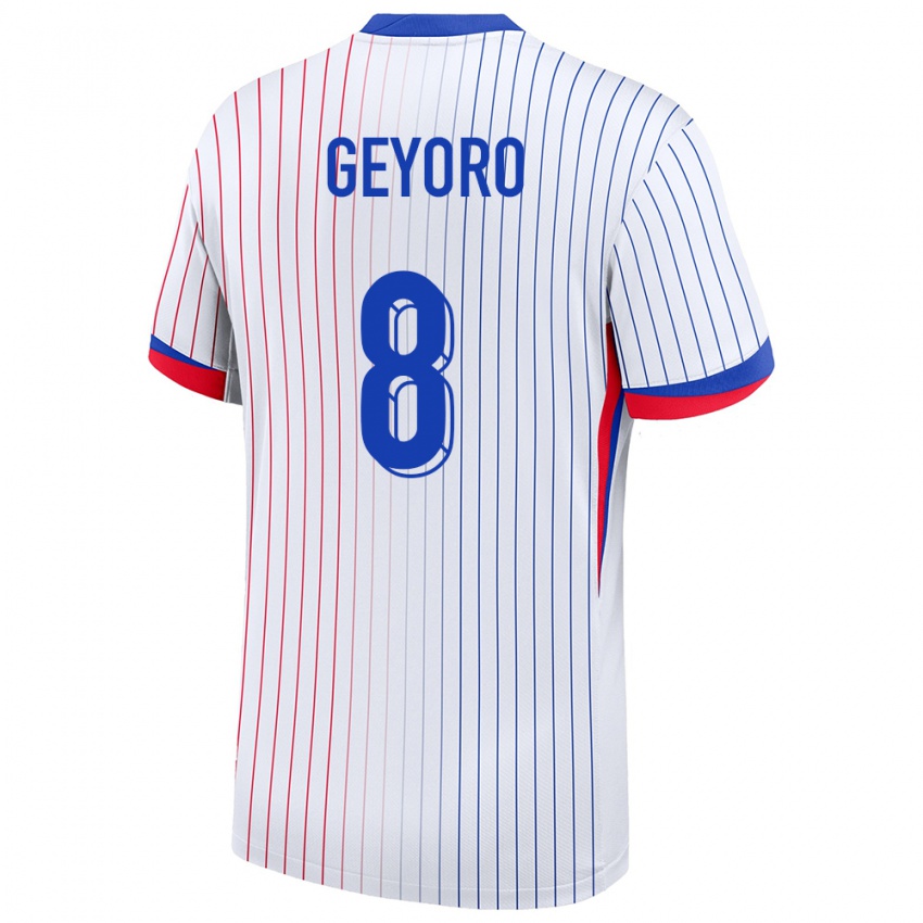 Damen Frankreich Grace Geyoro #8 Weiß Auswärtstrikot Trikot 24-26 T-Shirt