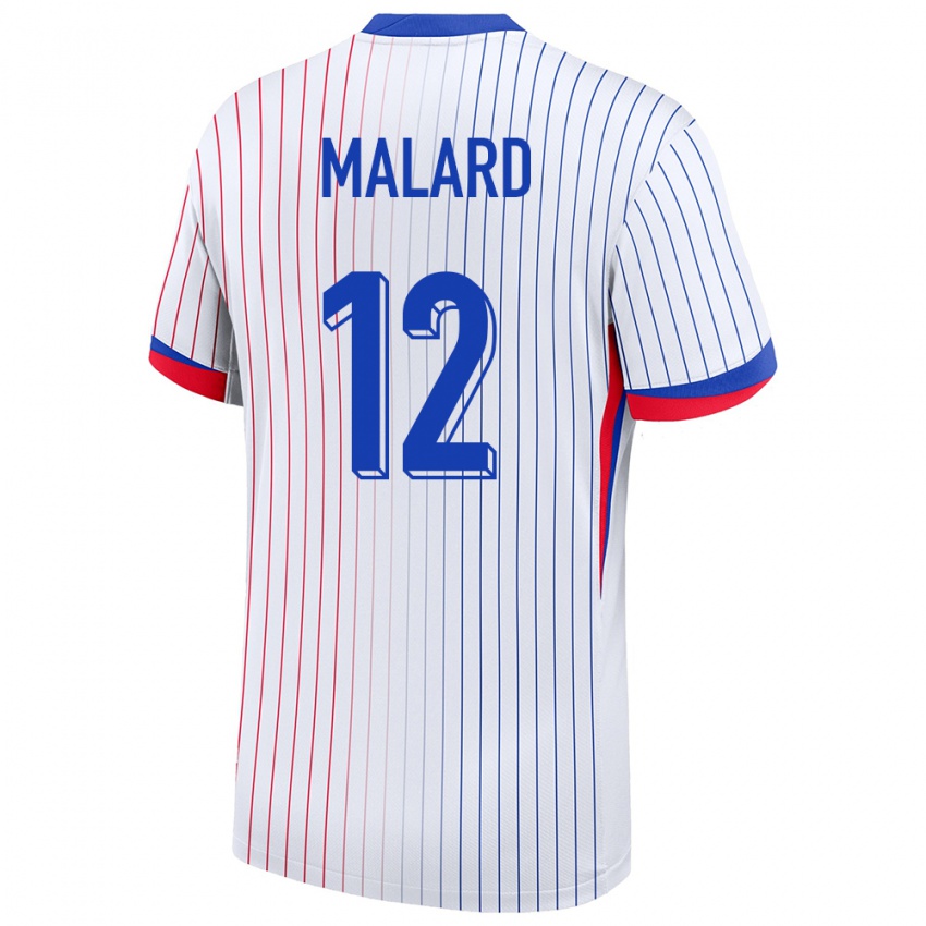 Damen Frankreich Melvine Malard #12 Weiß Auswärtstrikot Trikot 24-26 T-Shirt